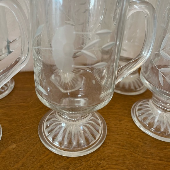 Set Of 10 Princess House Heritage Glass Footed Irish Coffee Mug Tea Cup - Picture 2 of 5